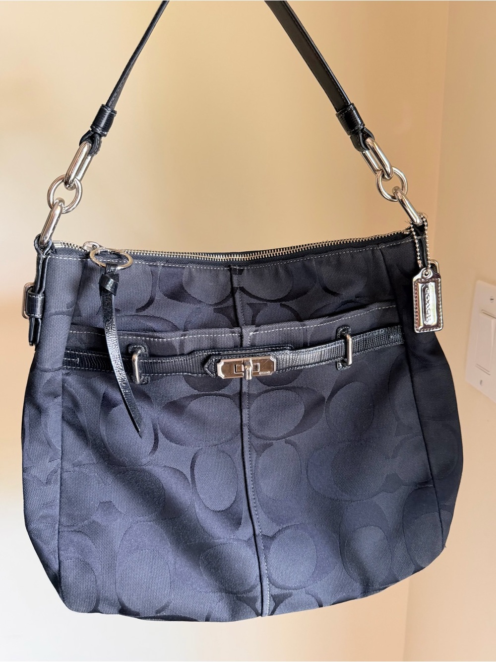 Coach Chelsea Ashlyn Black Signature Jacquard Shoulder Bag